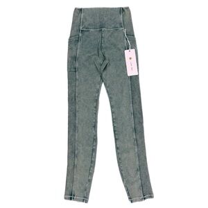 NWT Love Tree Super Soft Cotton High Ruse Leggings in Sage Stonewash Small